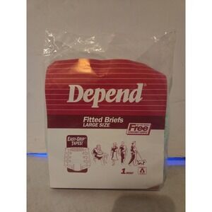 Vintage Depend Fitted Briefs Adult Diapers Size Large 1 Sample Pack Sealed 1990